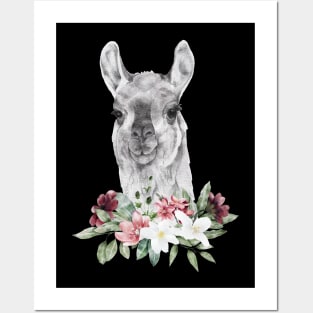 Floral Wild Llama Head Animal Spirit Costume Wildlife Rescue Posters and Art